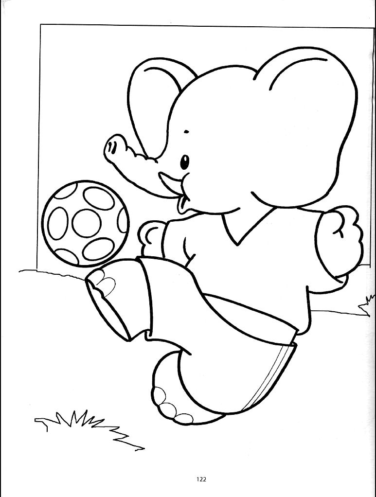 Kolorowanka Słoń Grający w Piłkę - Kreatywna Zabawa dla Dzieci kolorowanka do druku